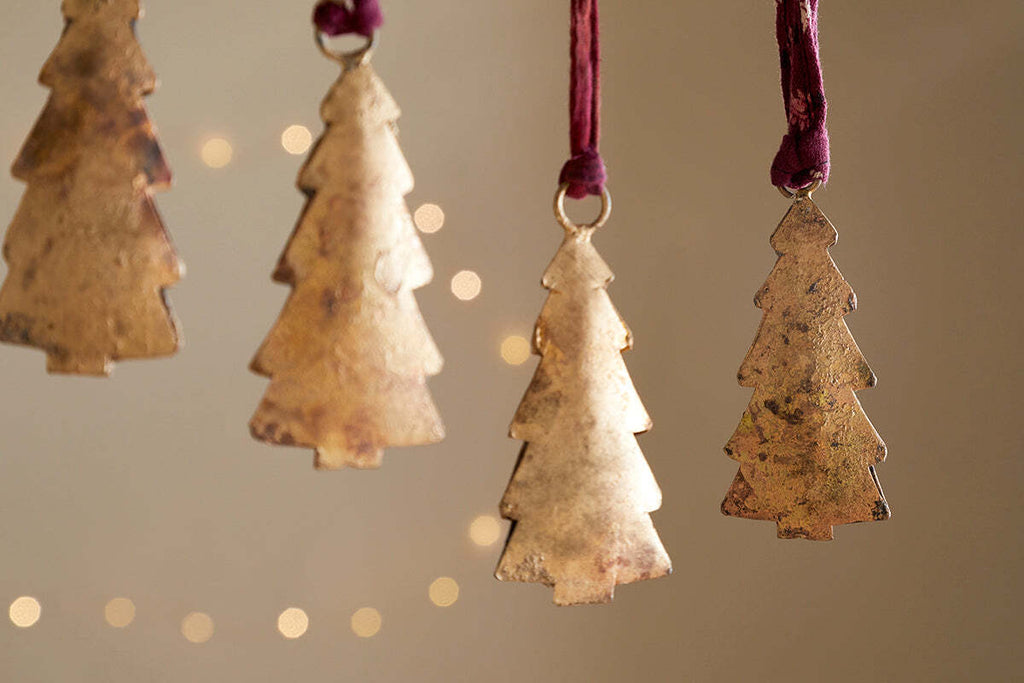 Boules de Noël Mishti - Laiton antique - Petites (Lot de 4)