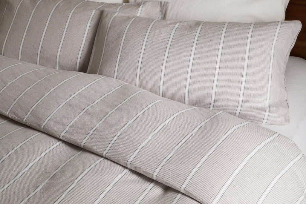 Housse de couette Mora en chanvre et coton - Gris pierre