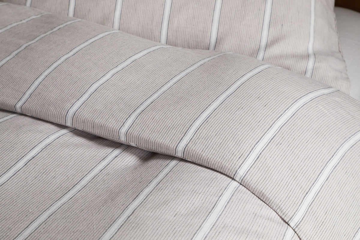 Housse de couette Mora en chanvre et coton - Gris pierre