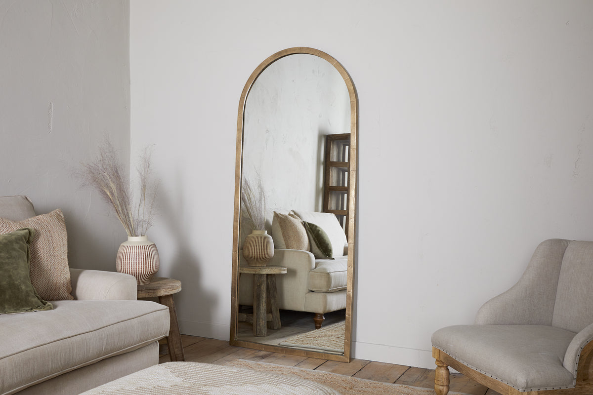 Miroir sur pied Murwara - Laiton antique