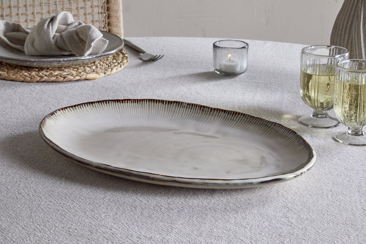 Plat ovale Malia grand format - Crème