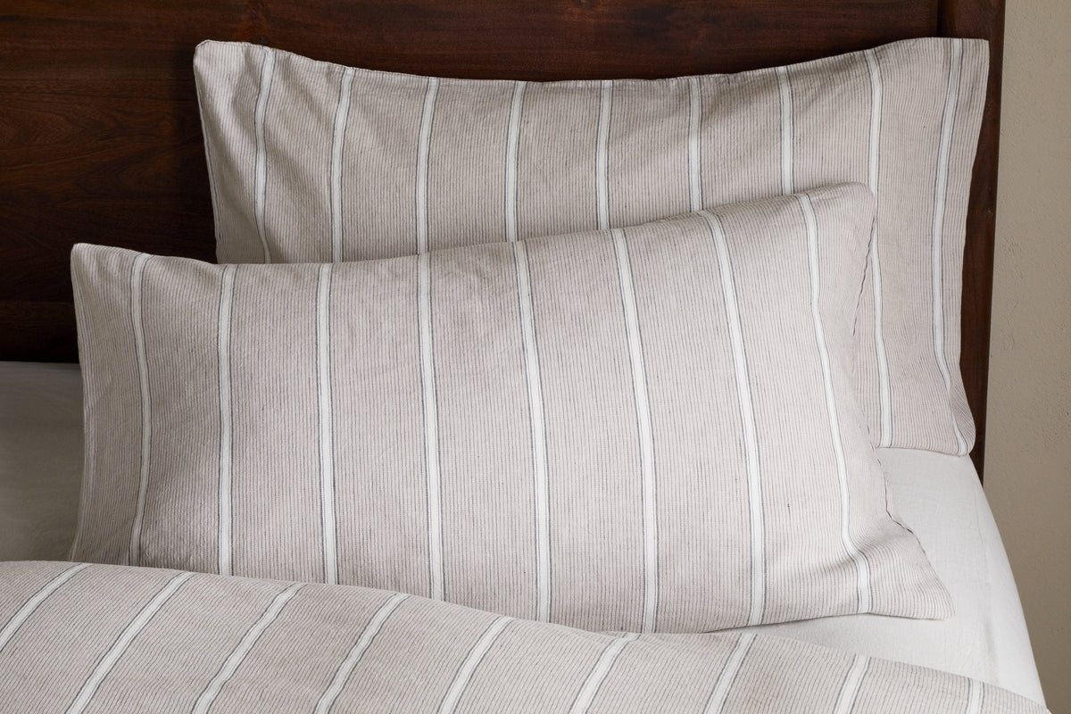 Taies d'oreiller Mora en chanvre et coton - Gris pierre