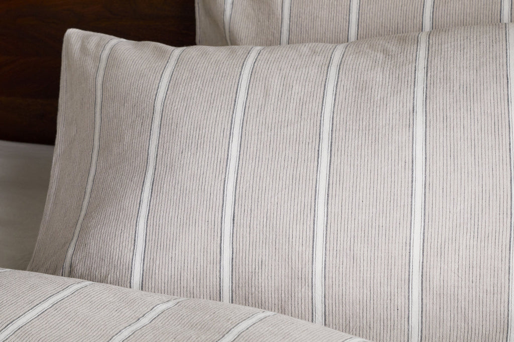 Taies d'oreiller Mora en chanvre et coton - Gris pierre