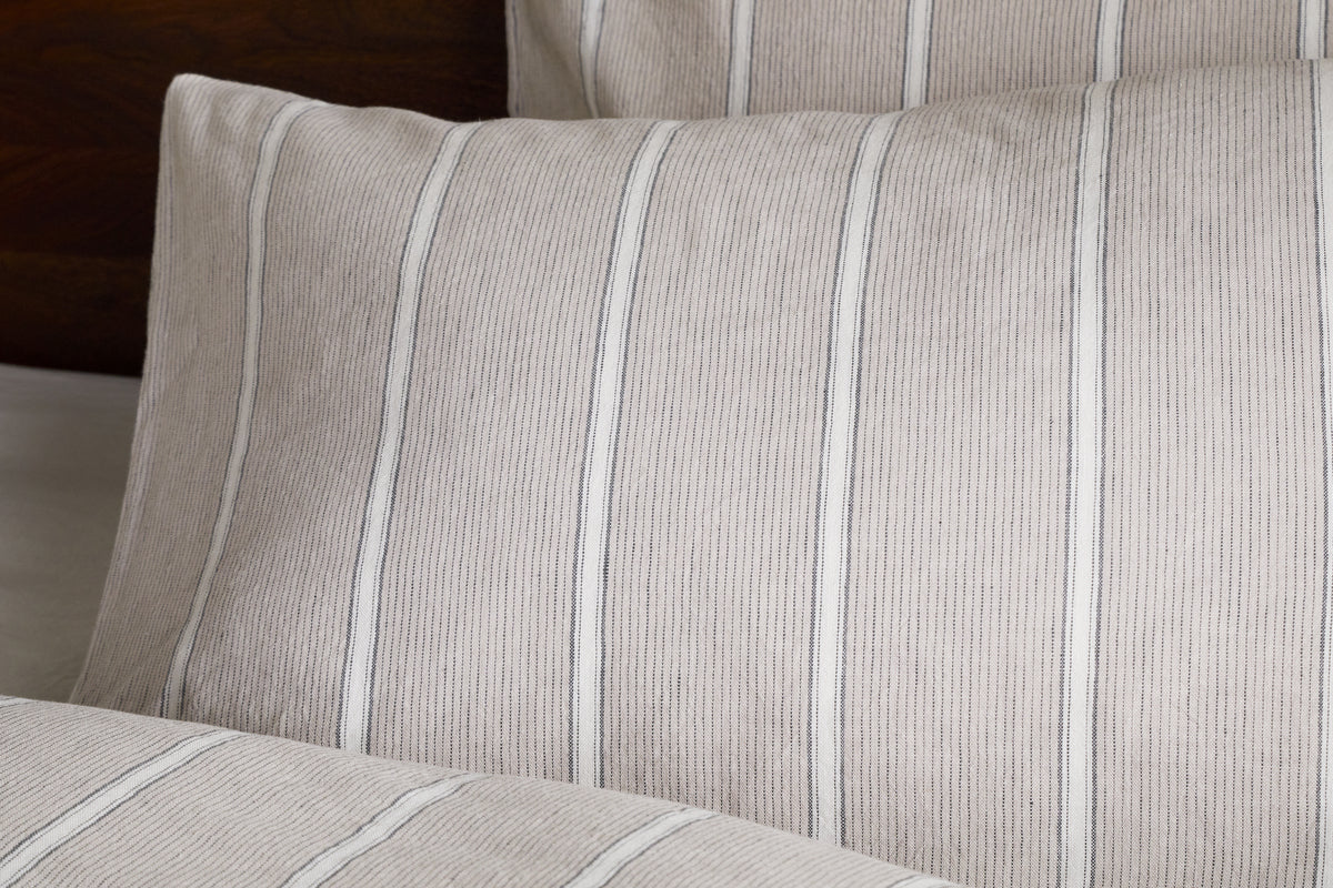 Taies d'oreiller Mora en chanvre et coton - Gris pierre