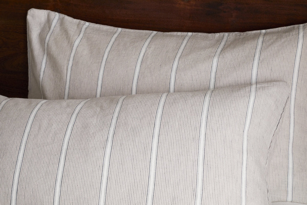 Taies d'oreiller Mora en chanvre et coton - Gris pierre