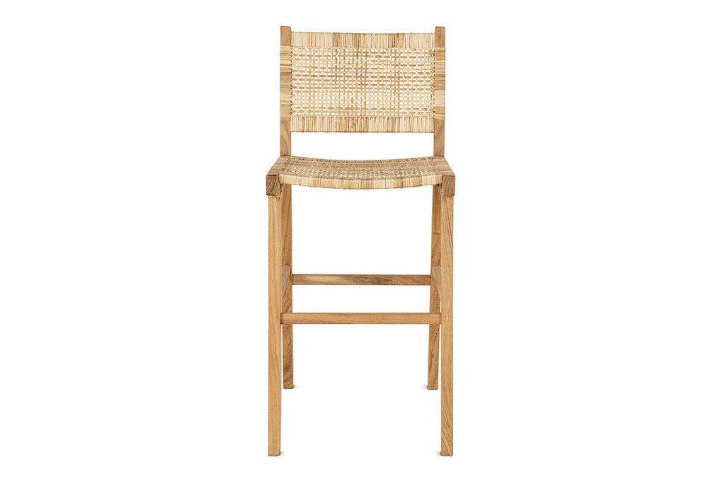 Tabouret de bar Madrisana en acacia et rotin
