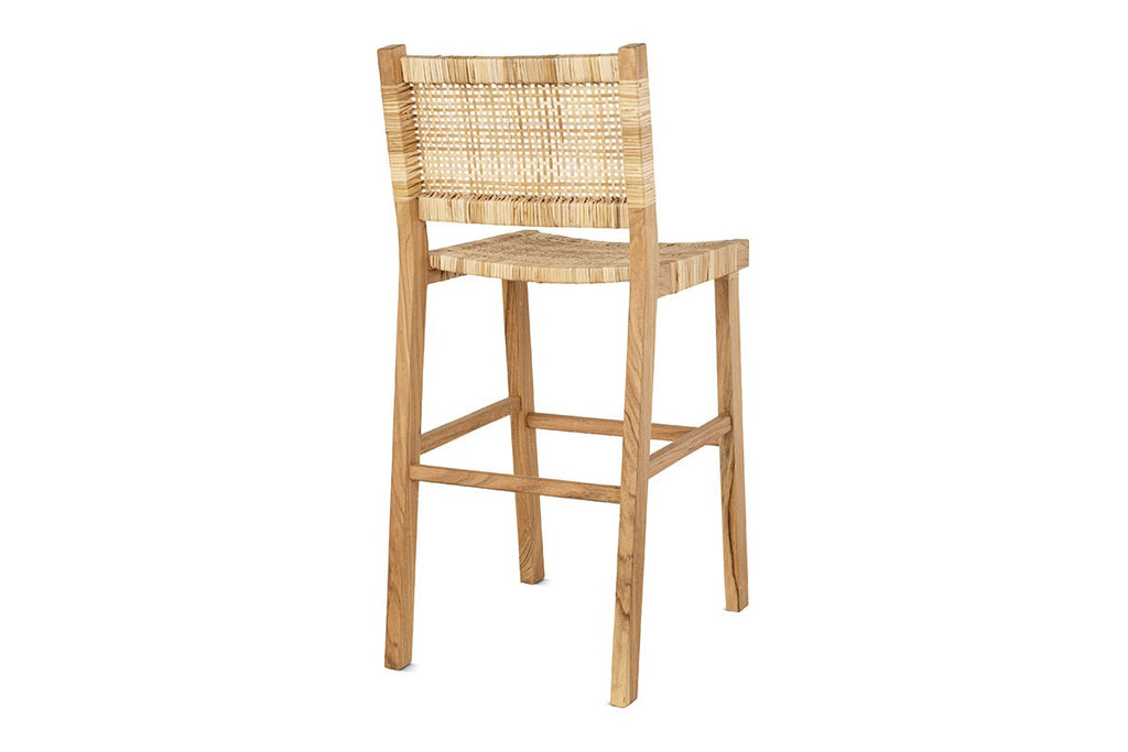 Tabouret de bar Madrisana en acacia et rotin