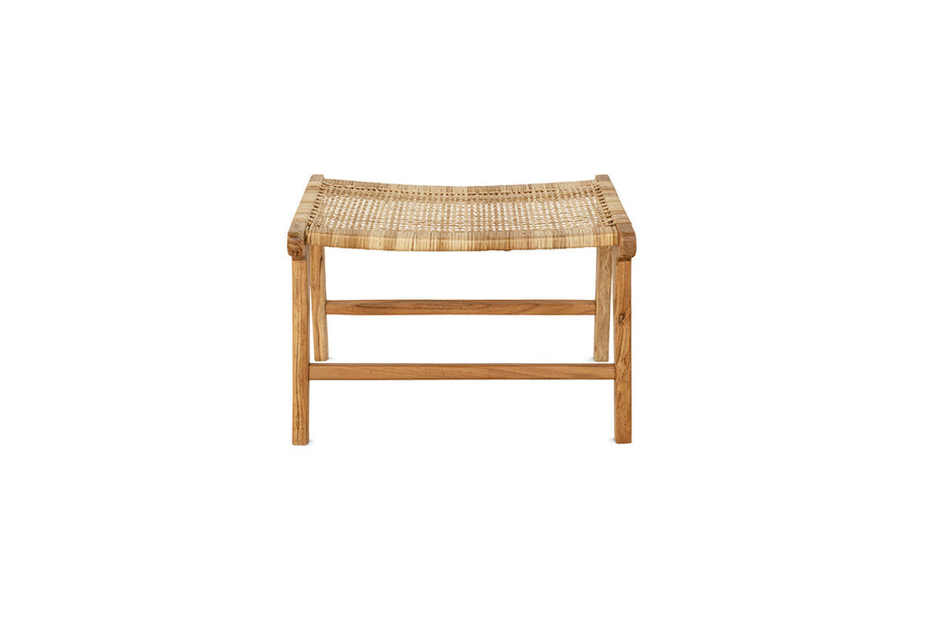 Tabouret Madrisana en acacia et rotin