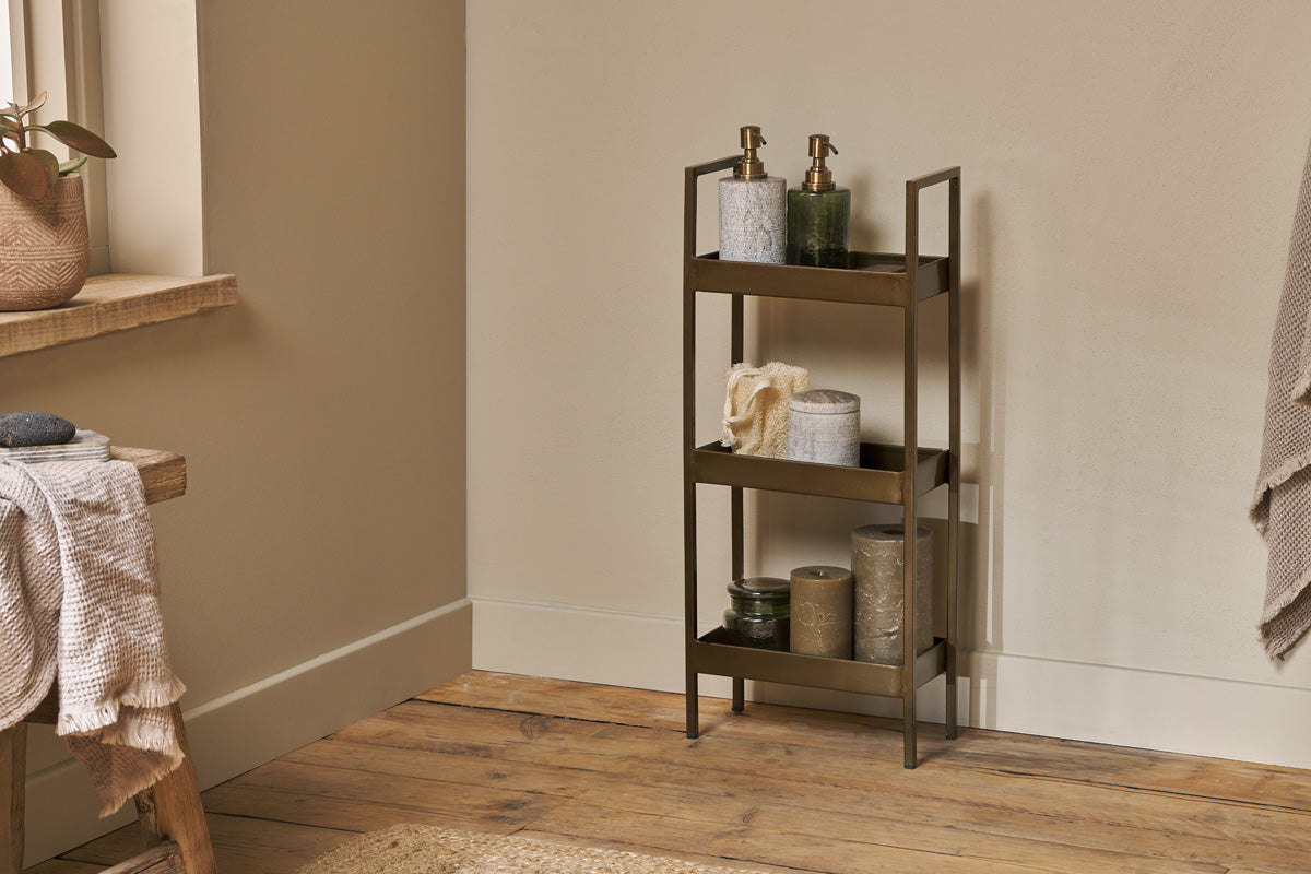 Panier de rangement pour salle de bain Mahi - Laiton antique