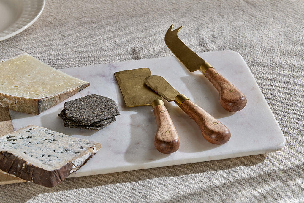 Ensemble de couteaux à fromage Maram - Naturel et doré (lot de 3)
