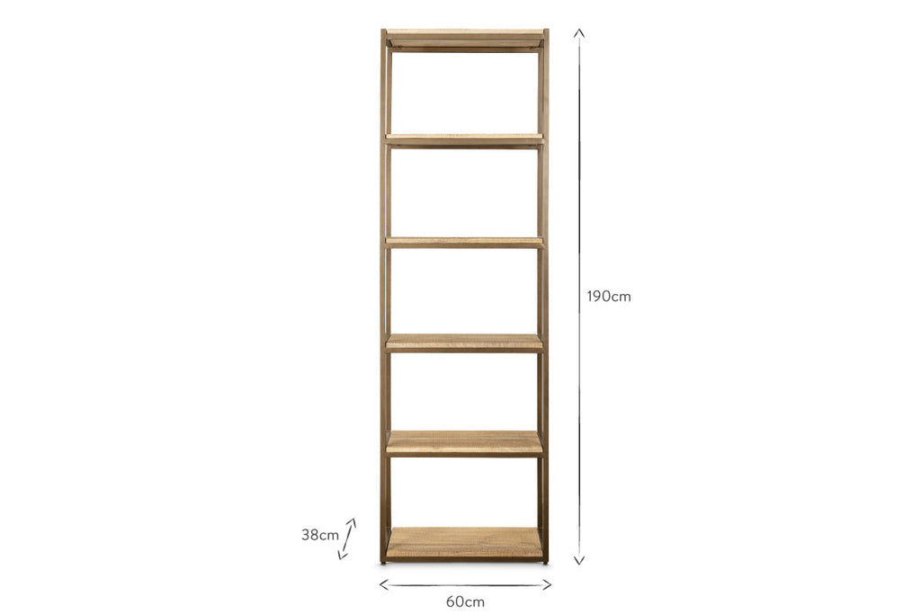 Étagères sur pied Marjori en bois de manguier et fer - Étroites