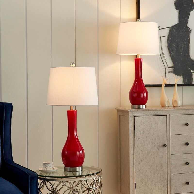 Ensemble de 2 lampes de table en céramique 28,5 avec port USB