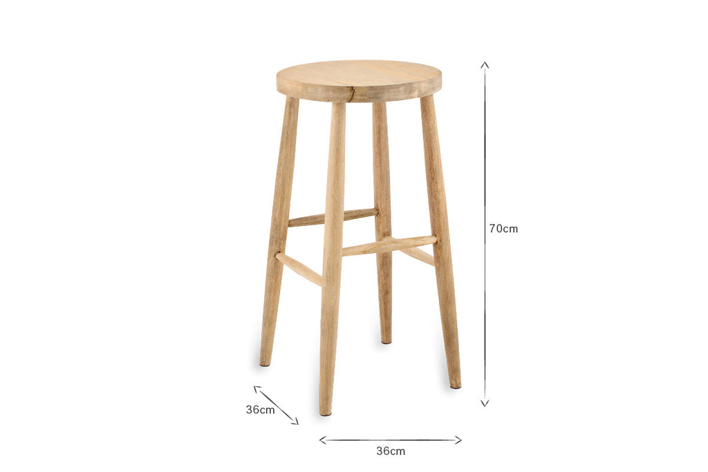 Tabouret de bar rond en bois de manguier Mengwi - Naturel