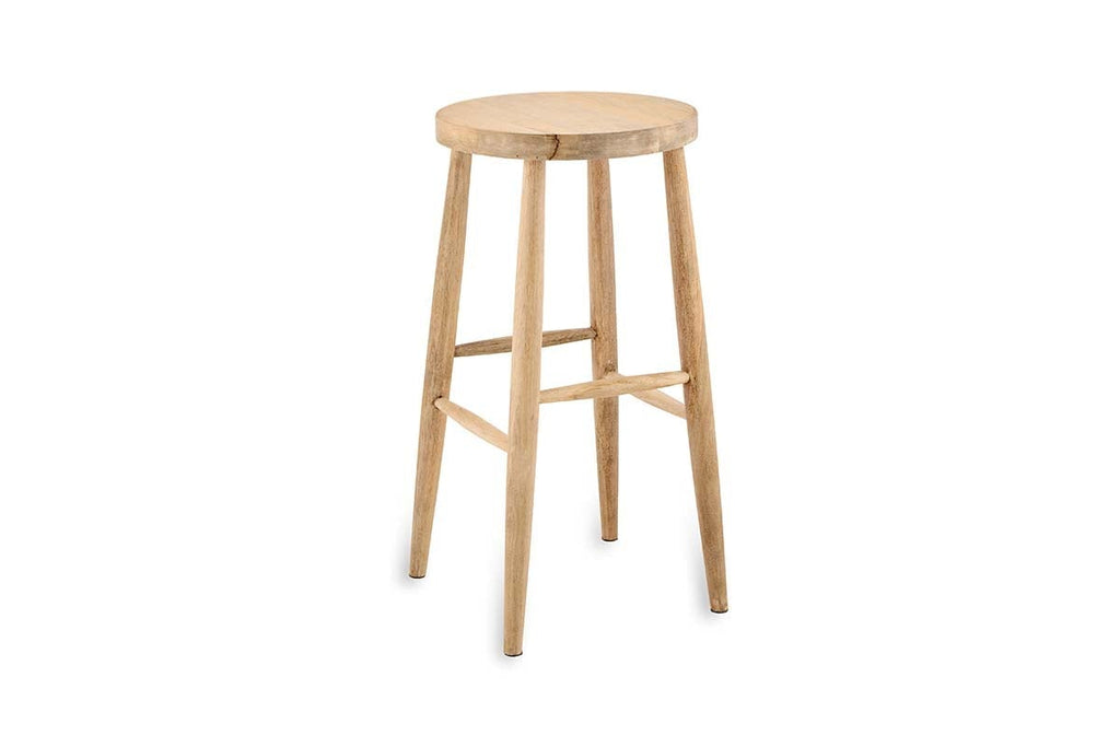 Tabouret de bar rond en bois de manguier Mengwi - Naturel
