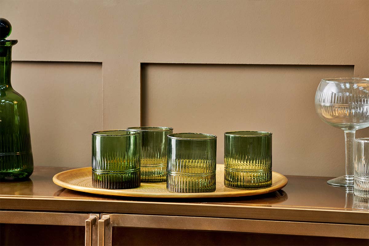 Verre Mila - Émeraude foncée (Lot de 4)