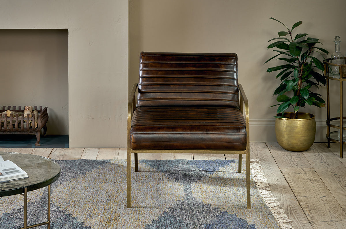 Fauteuil Mirai en cuir côtelé