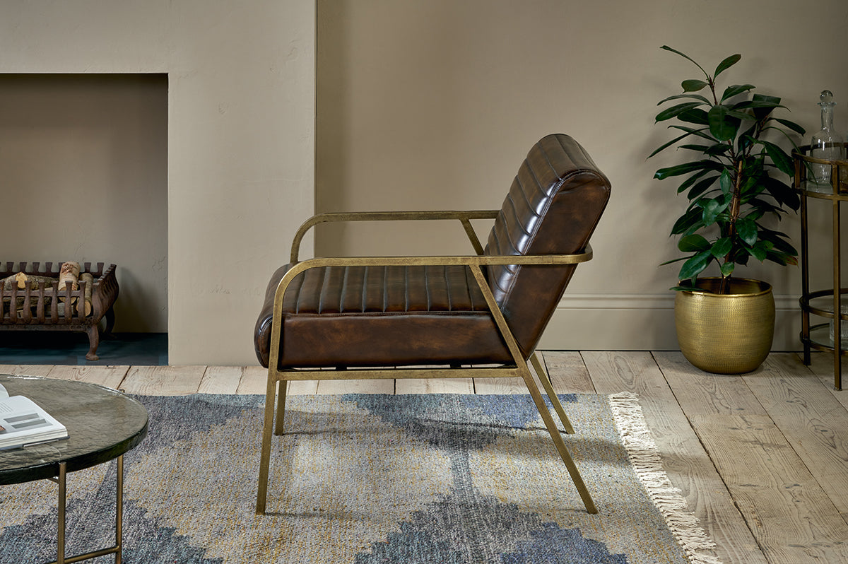 Fauteuil Mirai en cuir côtelé