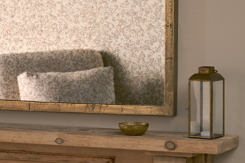 Miroir arqué en verre antique Murwara - Laiton antique