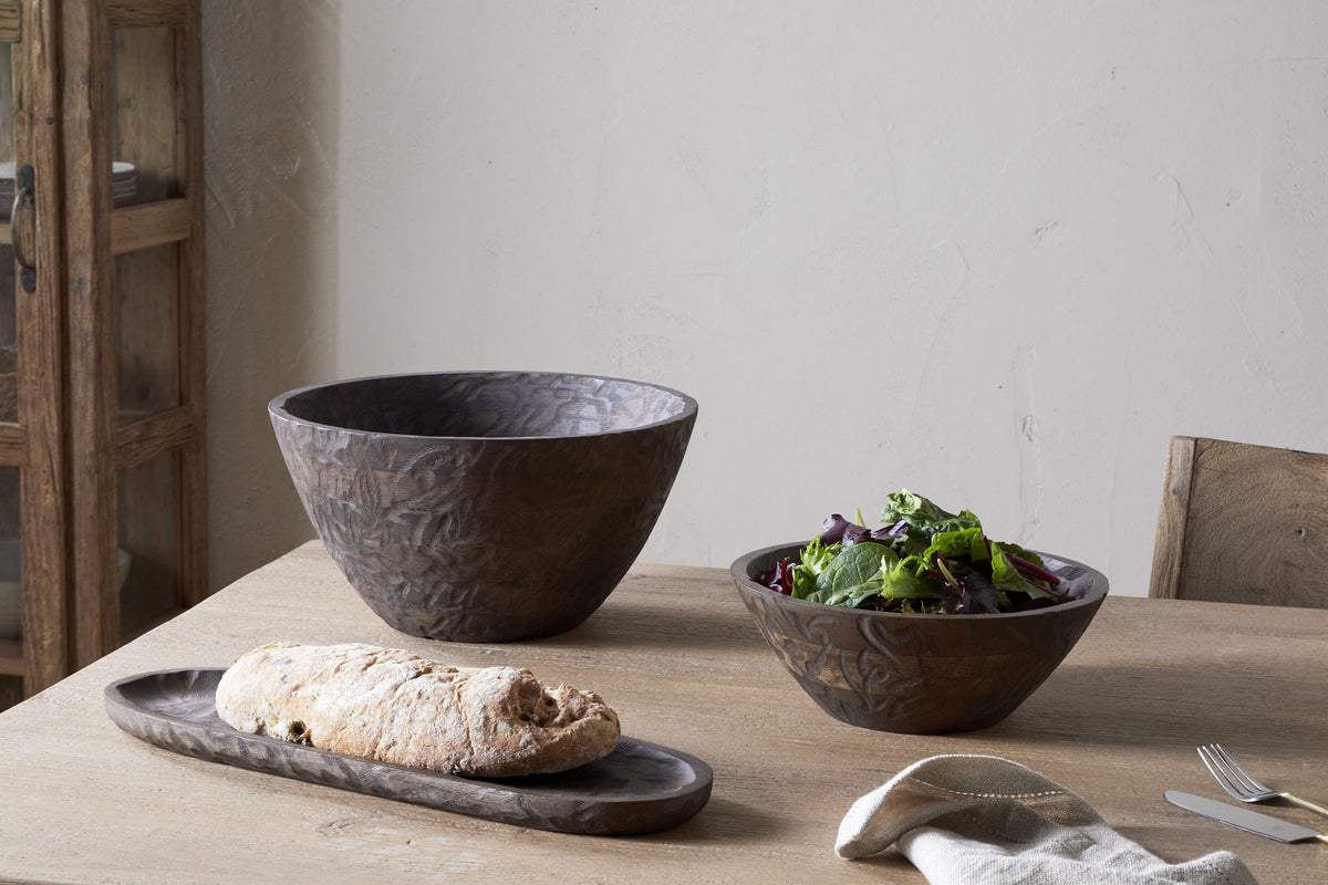 Bol de service en bois Nyati - Marron foncé - Petit