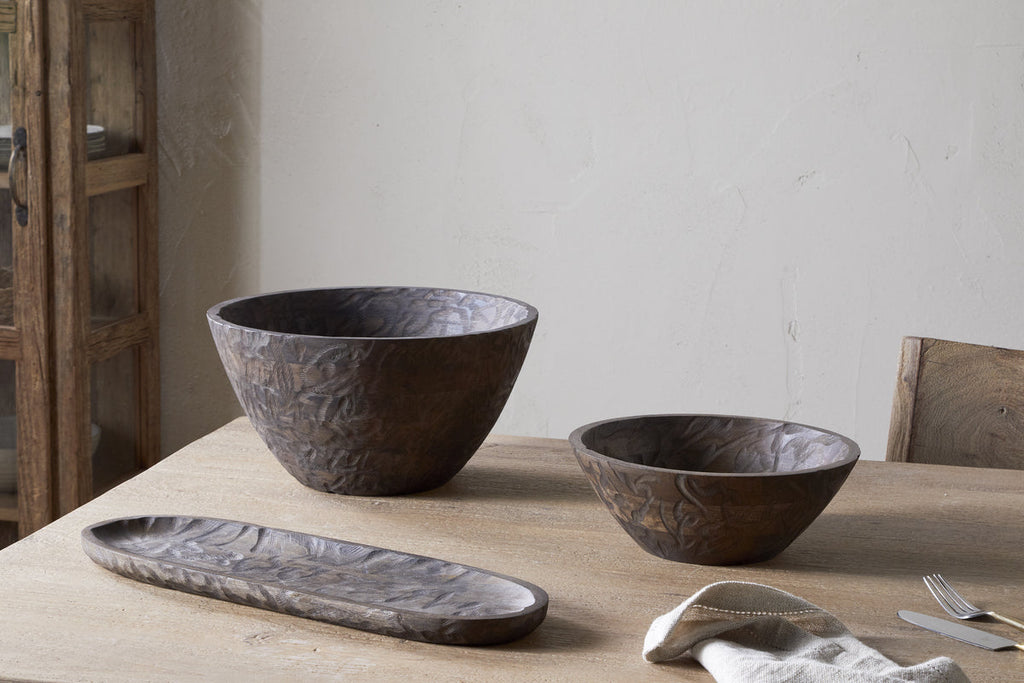 Bol de service en bois Nyati - Marron foncé - Petit