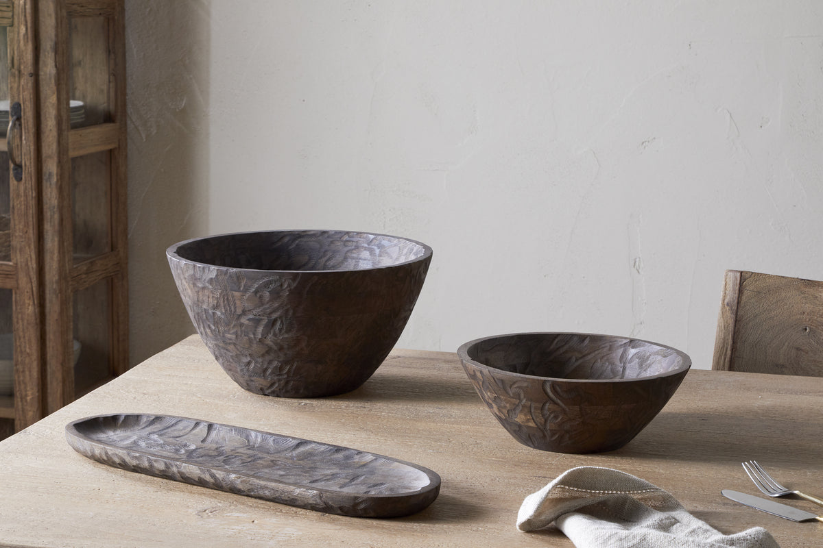 Bol de service en bois Nyati - Marron foncé - Petit