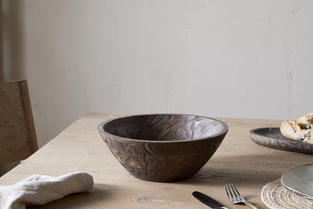 Bol de service en bois Nyati - Marron foncé - Petit