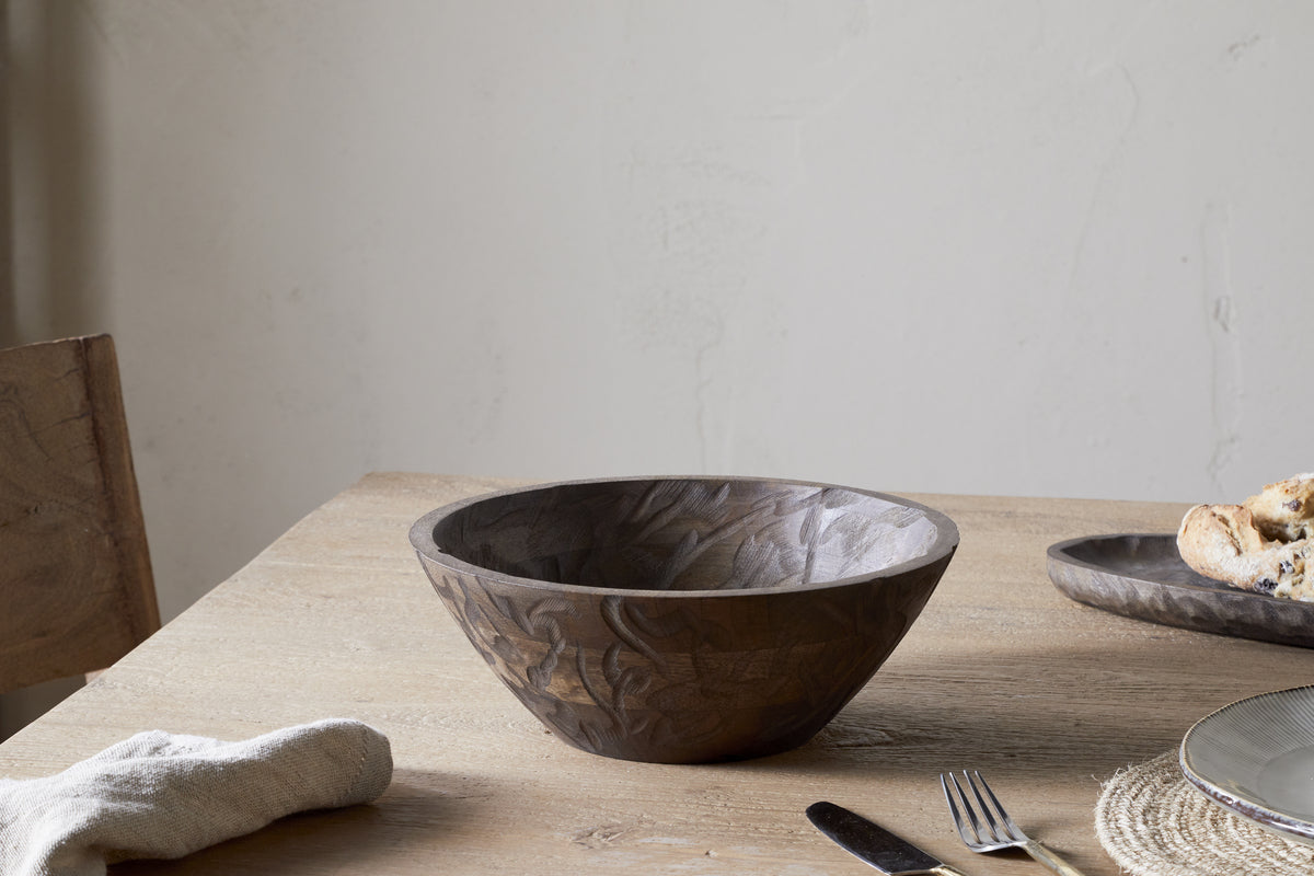 Bol de service en bois Nyati - Marron foncé - Petit