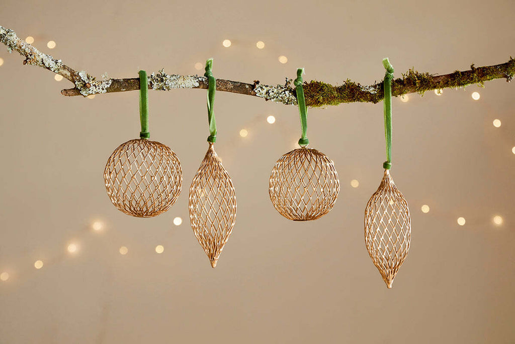 Boules de Noël Nirav en fil de fer - Laiton (Lot de 4)