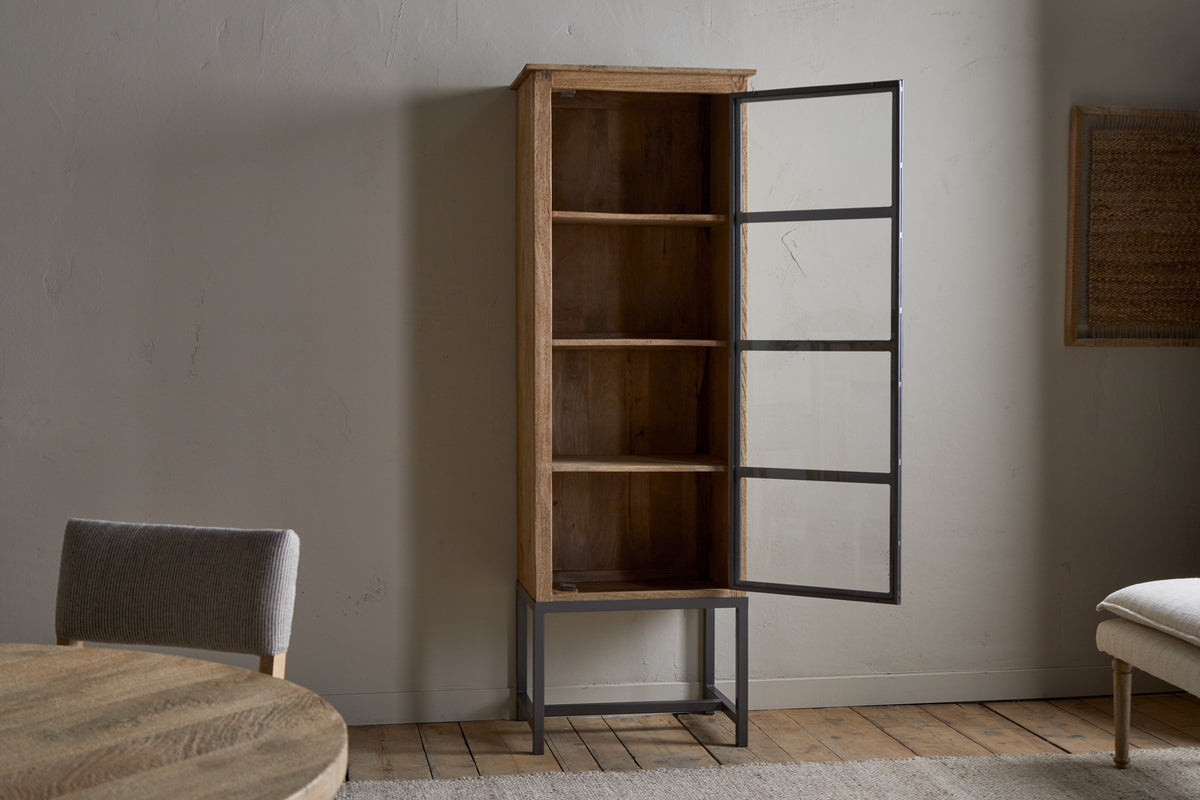 Armoire haute Nirvi en bois de manguier et fer - Noire