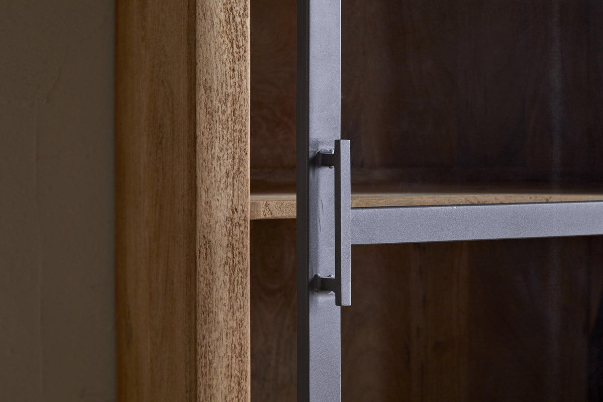 Armoire haute Nirvi en bois de manguier et fer - Noire