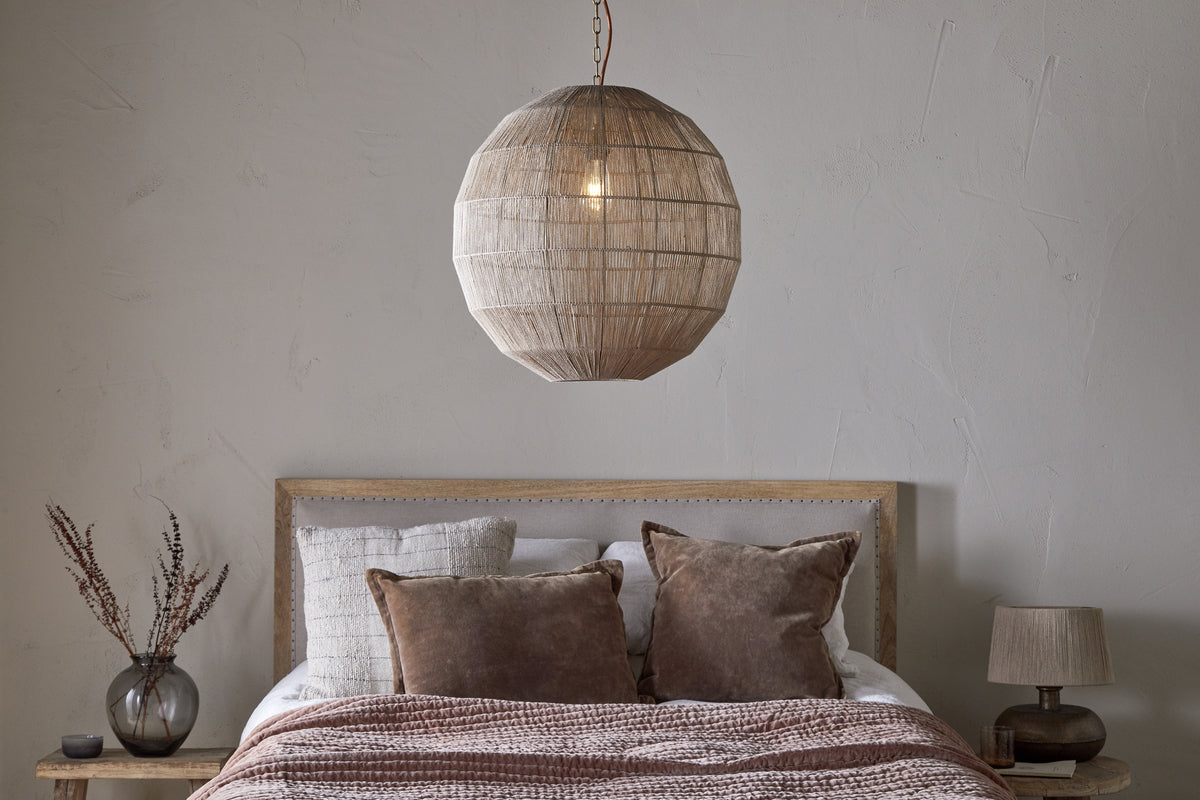 Pendentif sphérique en jute tissé Nilaveli - Naturel