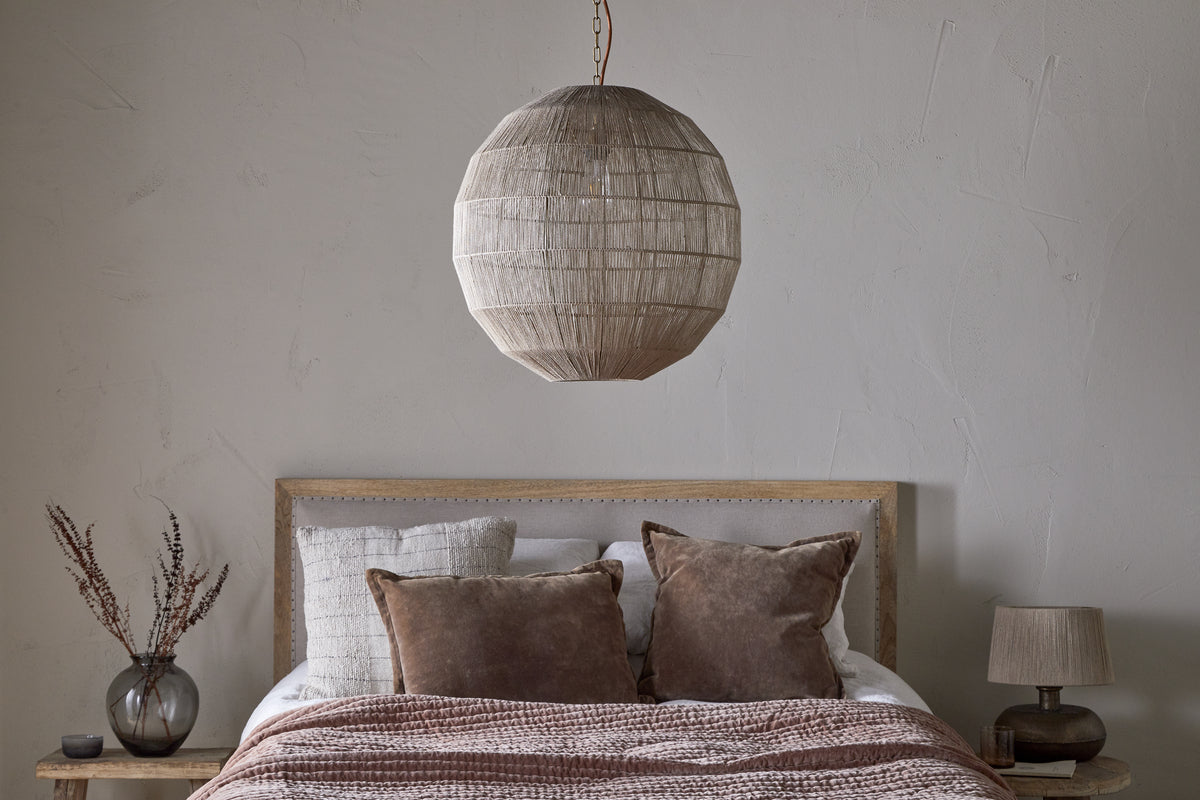 Pendentif sphérique en jute tissé Nilaveli - Naturel