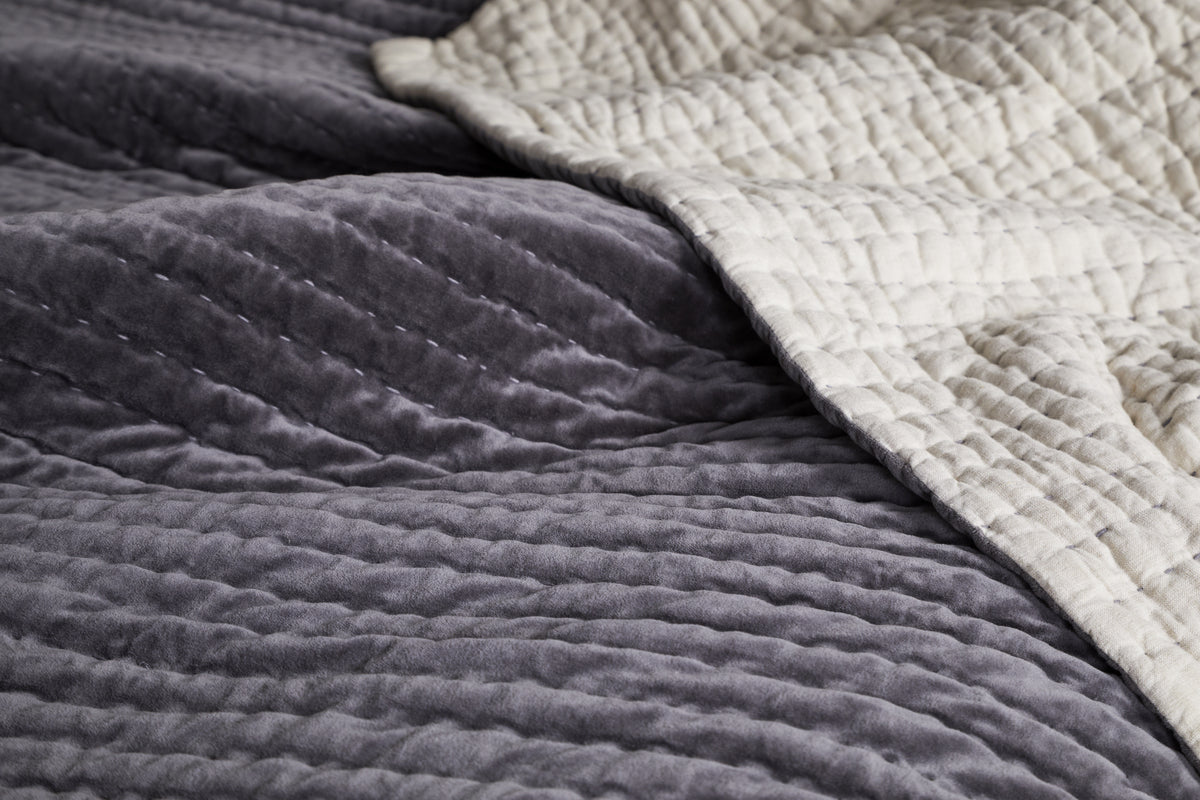 Couette Nidra en velours et lin - Anthracite