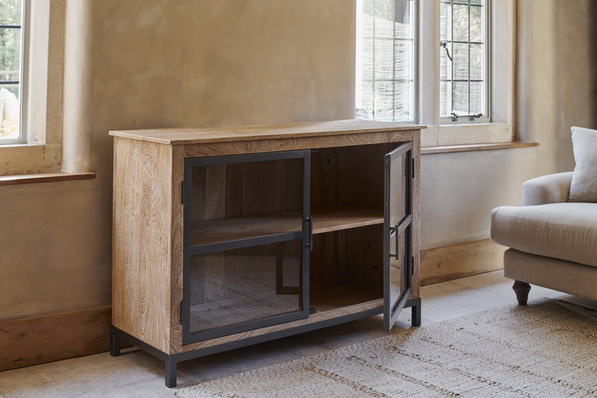 Buffet Nirvi en bois de manguier et fer forgé - Noir