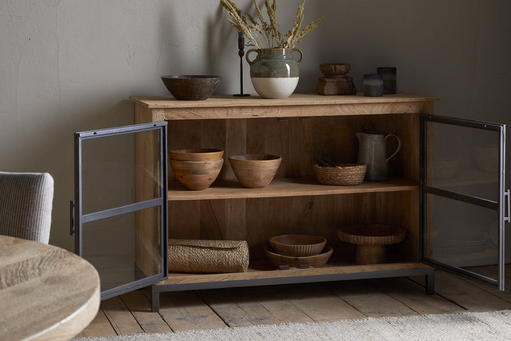 Buffet Nirvi en bois de manguier et fer forgé - Noir