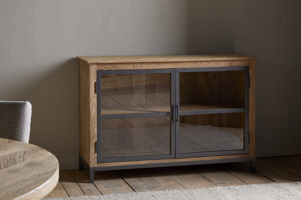 Buffet Nirvi en bois de manguier et fer forgé - Noir