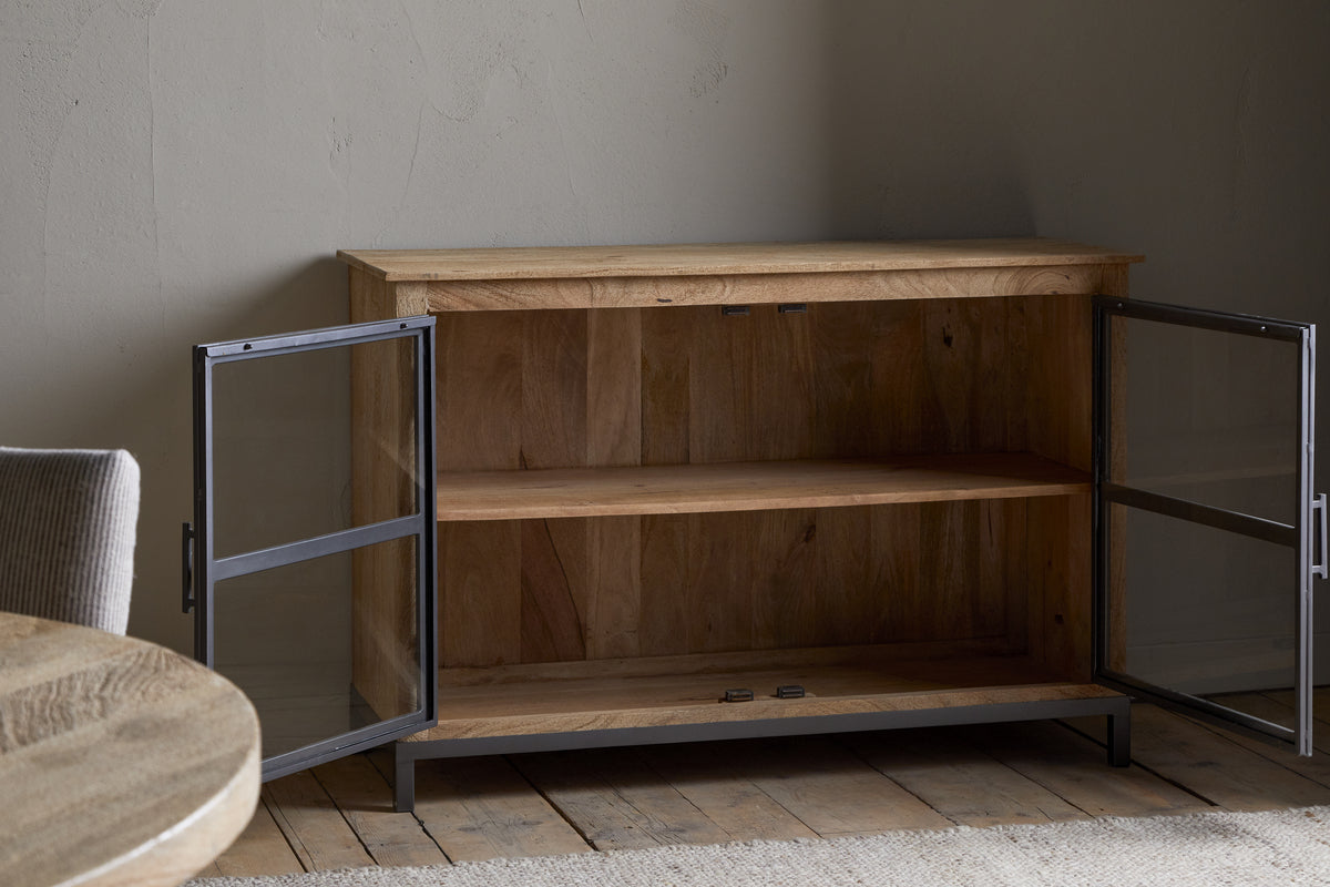 Buffet Nirvi en bois de manguier et fer forgé - Noir