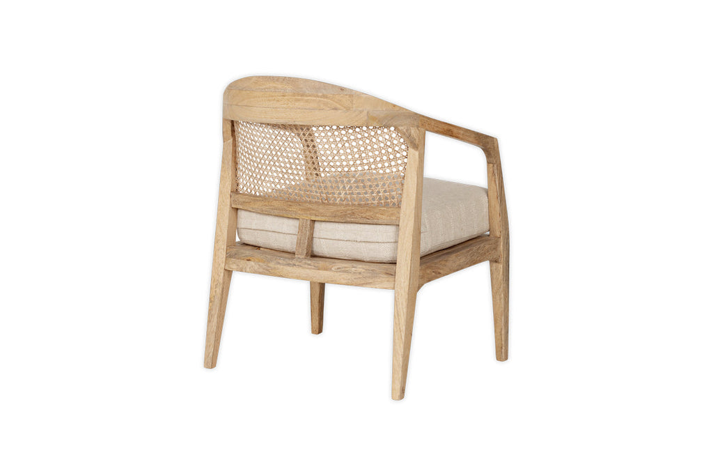 Chaise d'appoint en bois de manguier et canne Nabhi - Naturel
