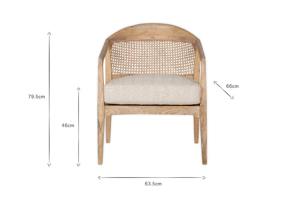 Chaise d'appoint en bois de manguier et canne Nabhi - Naturel