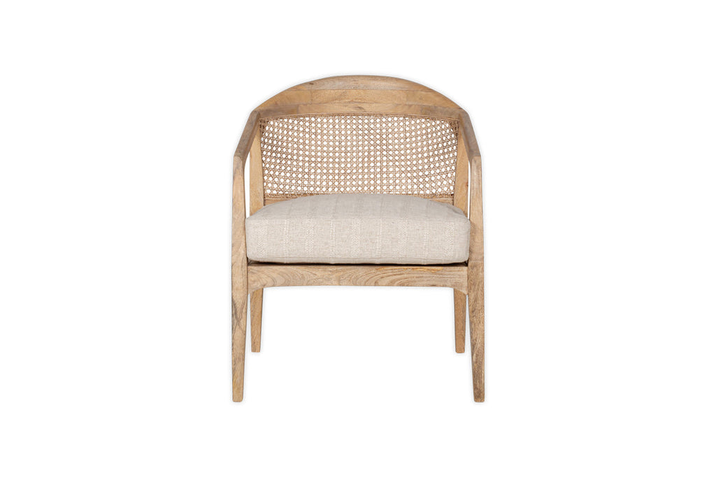 Chaise d'appoint en bois de manguier et canne Nabhi - Naturel