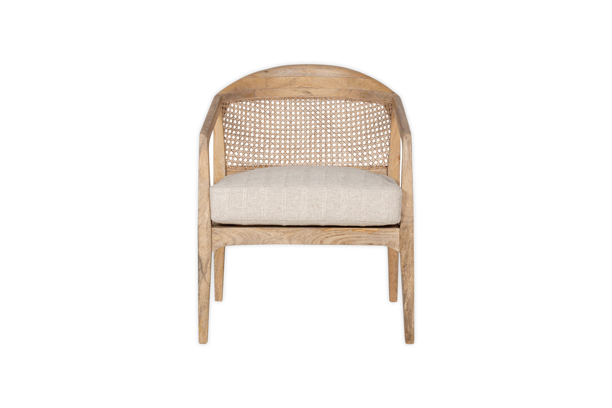 Chaise d'appoint en bois de manguier et canne Nabhi - Naturel