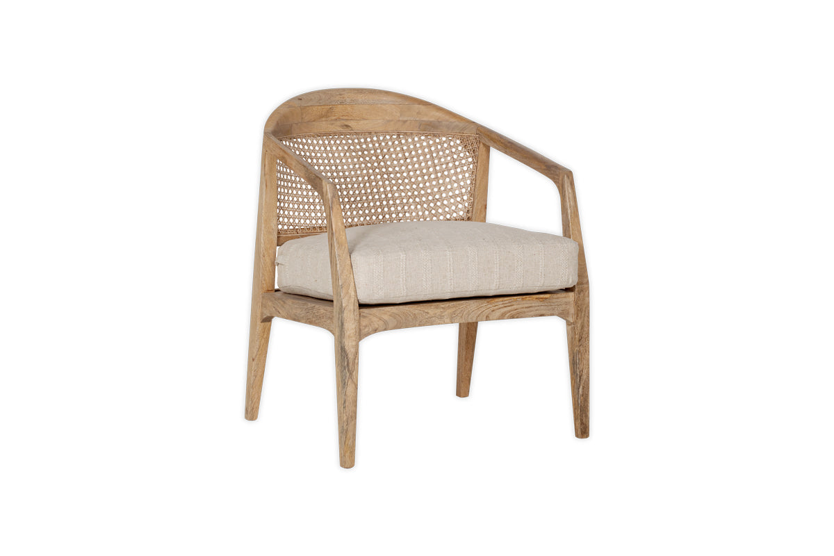 Chaise d'appoint en bois de manguier et canne Nabhi - Naturel