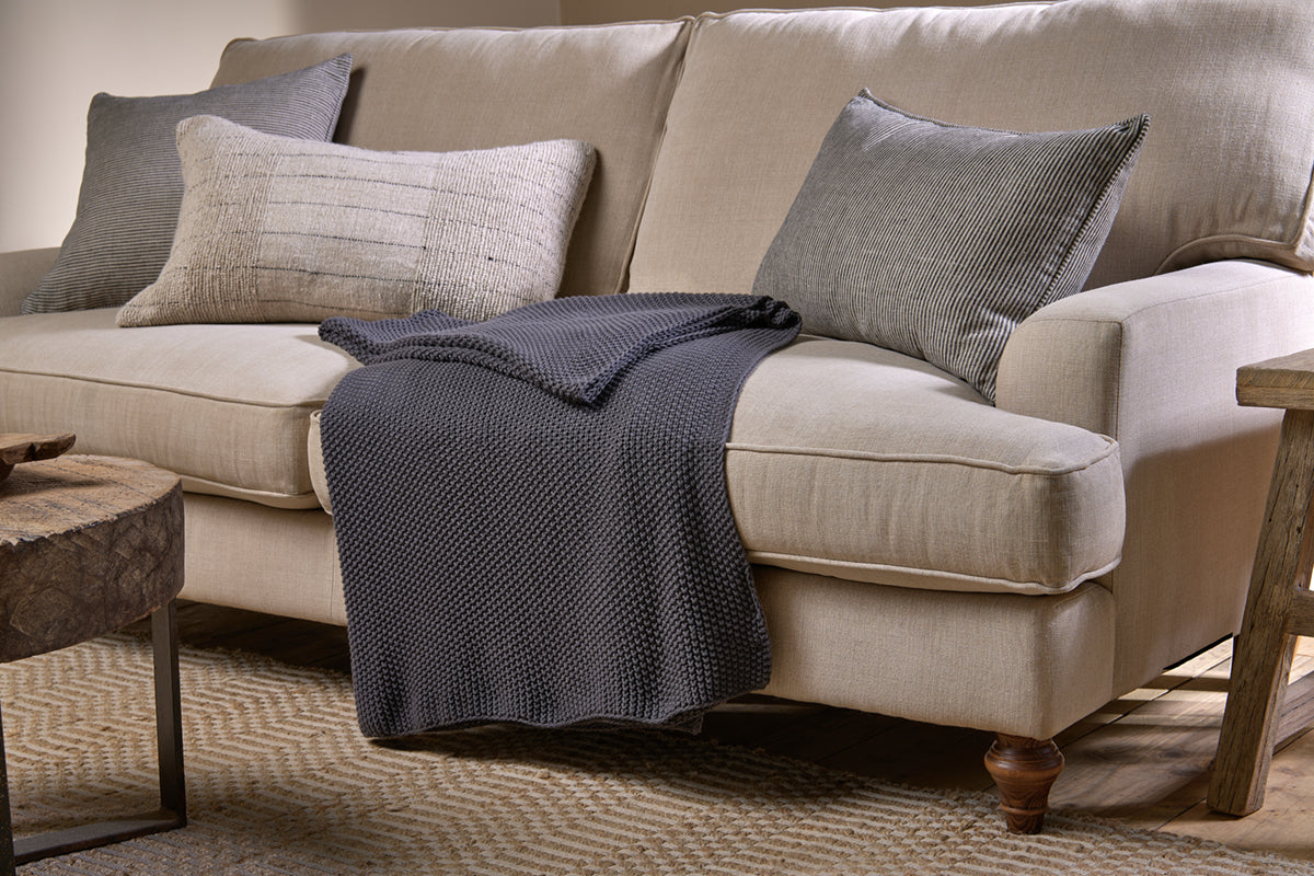 Plaid en coton Nahan à point de mousse - Anthracite