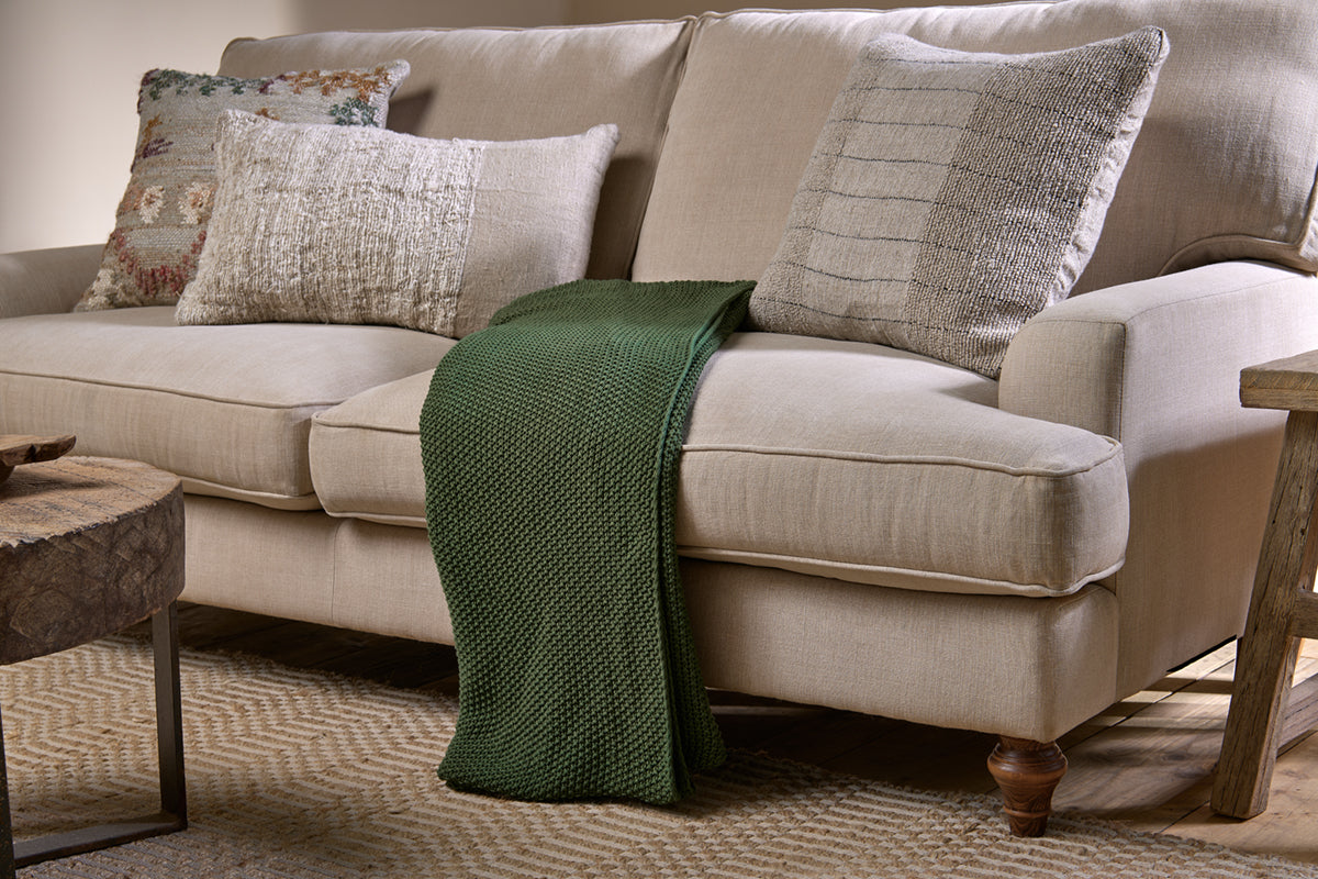 Plaid en coton Nahan à point de mousse - Vert forêt