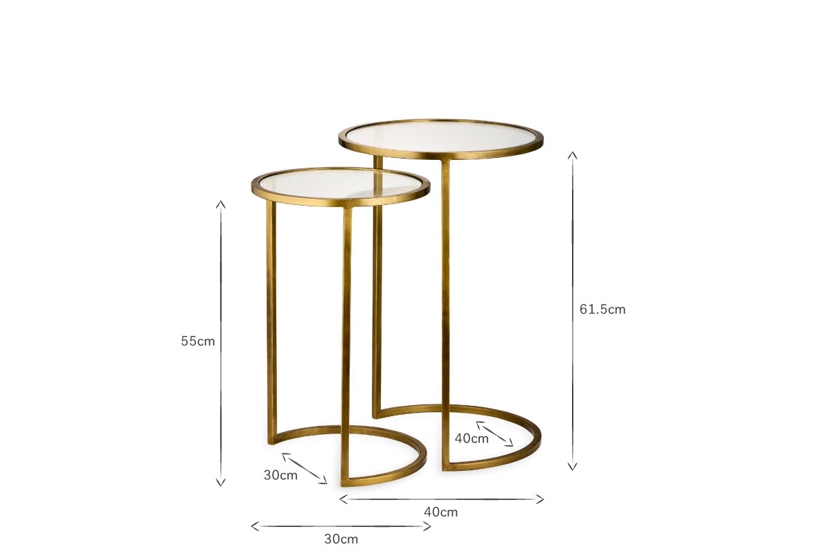 Ensemble de tables d'appoint Nakuru en fer et verre - Laiton