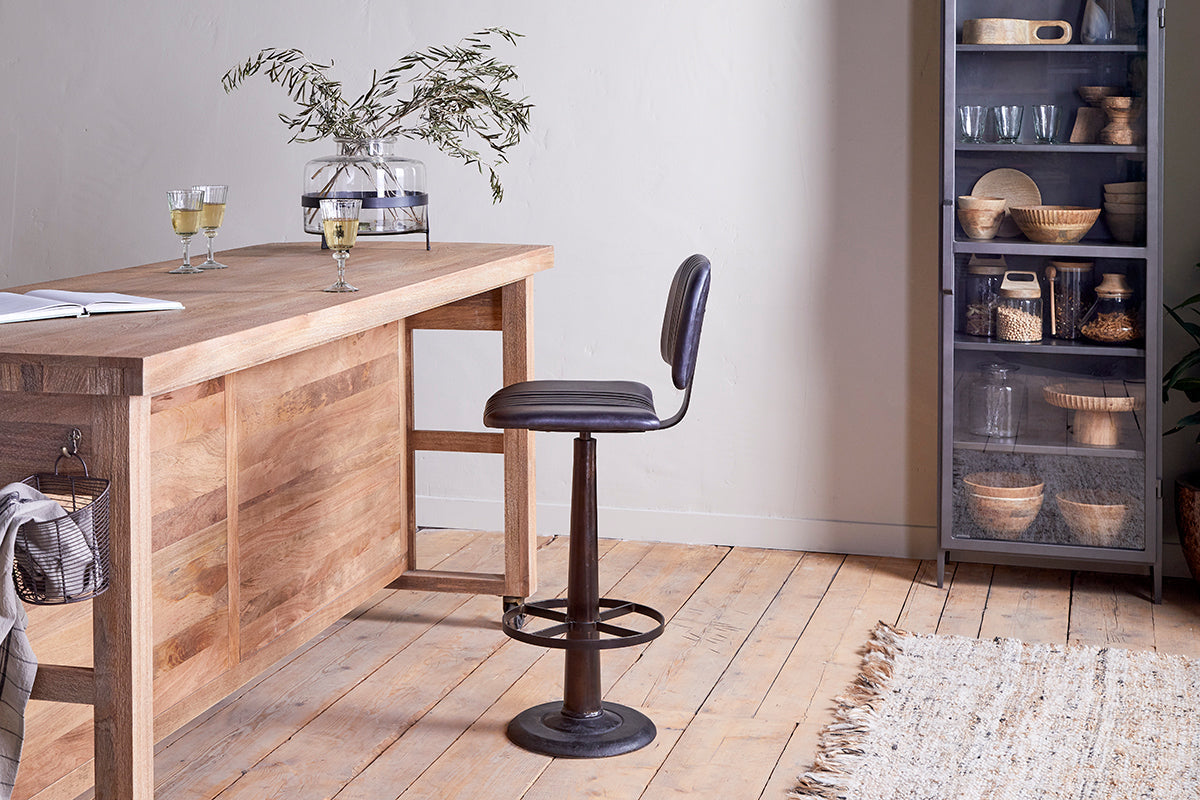 Chaise de bar Narwana - Noir vieilli