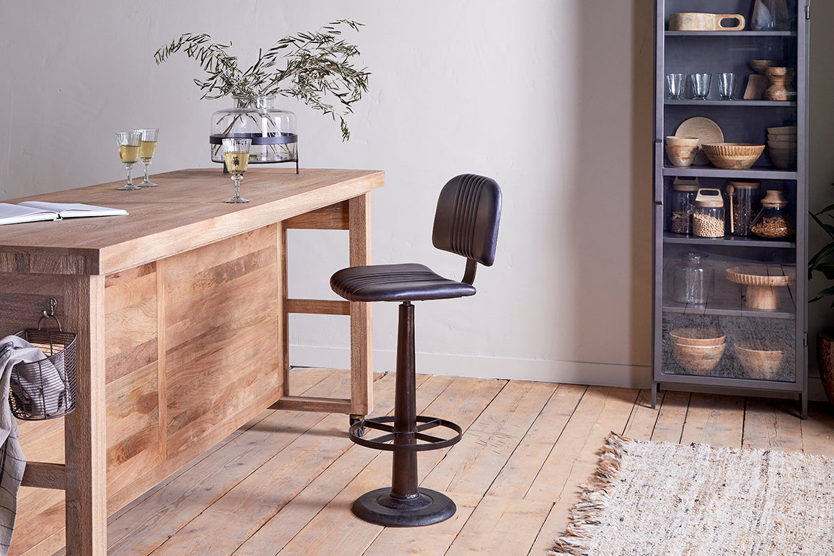 Chaise de bar Narwana - Noir vieilli