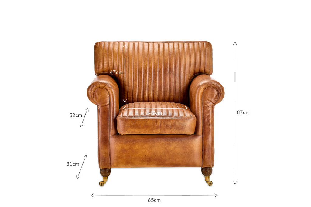 Fauteuil Narwana en cuir côtelé - Beige vieilli