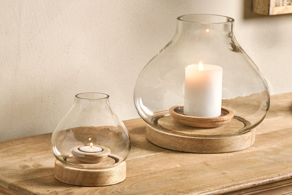 Lanterne en bois de manguier Naryla - Naturel