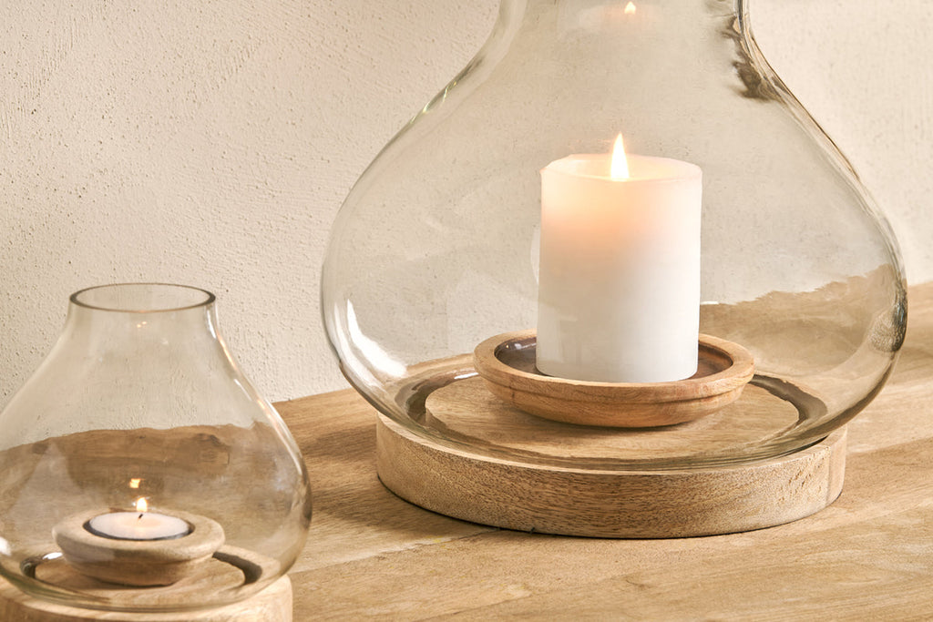 Lanterne en bois de manguier Naryla - Naturel